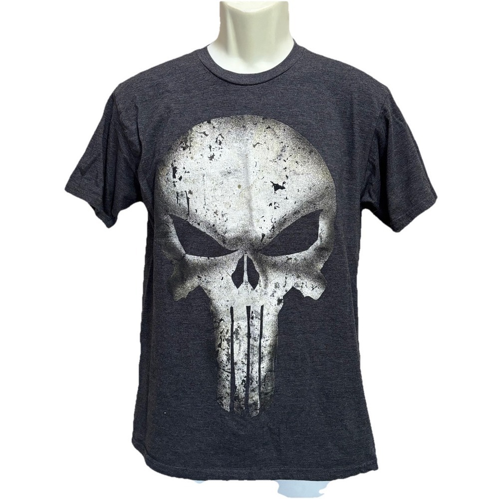 Marvel Punisher Graphic Skulls Skull Gray/White Short‎ Sleeve Shirt Size M